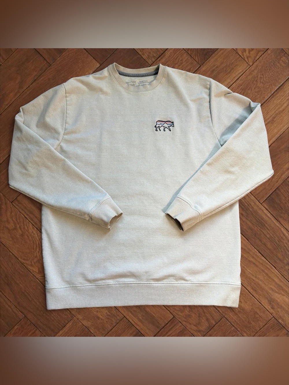 Patagonia Uprisal Crew Sweatshirt - Men's XXL - Beige/Oatmeal With Wolf Graphic